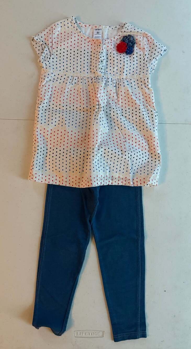 Carter's Toddler Girls Polka Dot Tunic Top and Leggings Set Size 4T